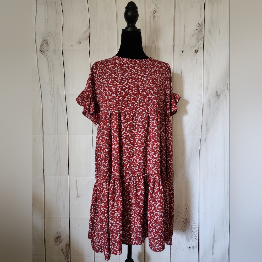 Red floral dress, size L